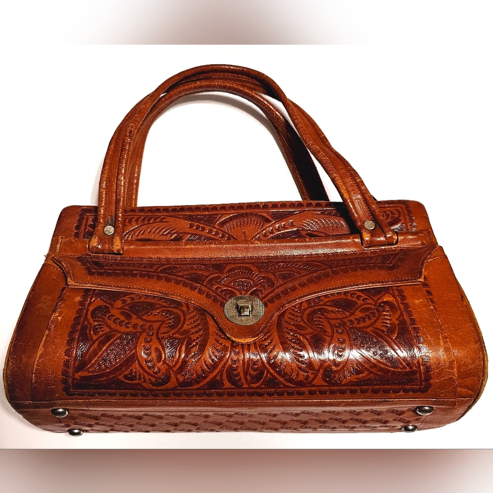 Vintage tooled handbag